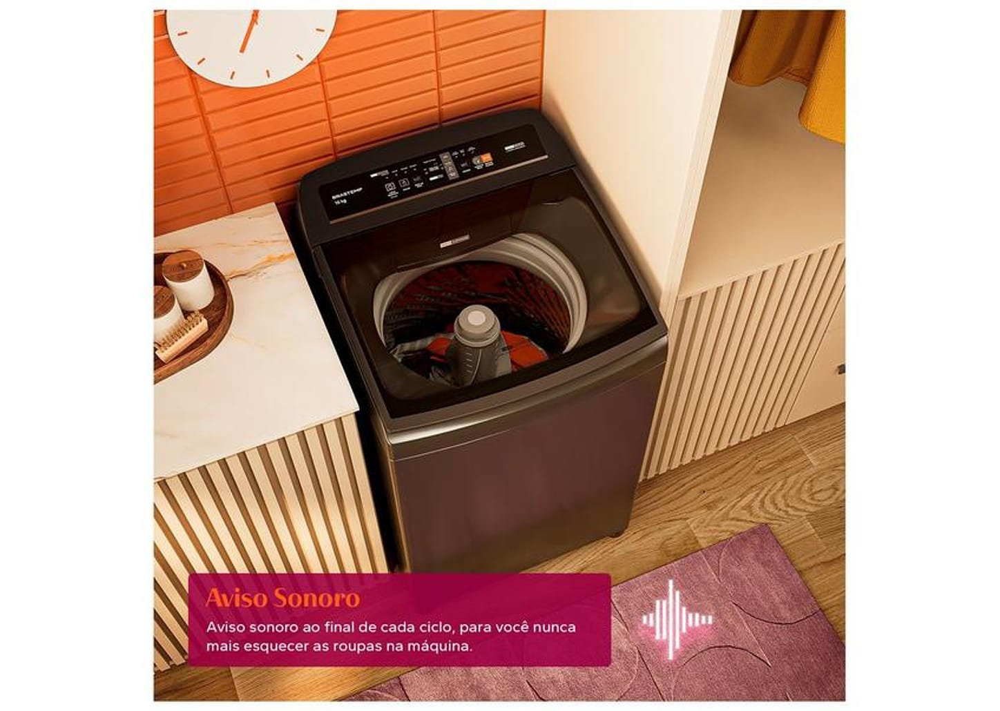 Lavadora de Roupas Brastemp 16kg Cesto Inox 12 Programas de Lavagem Cinza BWT16A9