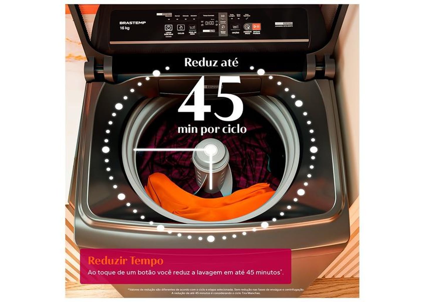 Lavadora de Roupas Brastemp 16kg Cesto Inox 12 Programas de Lavagem Cinza BWT16A9