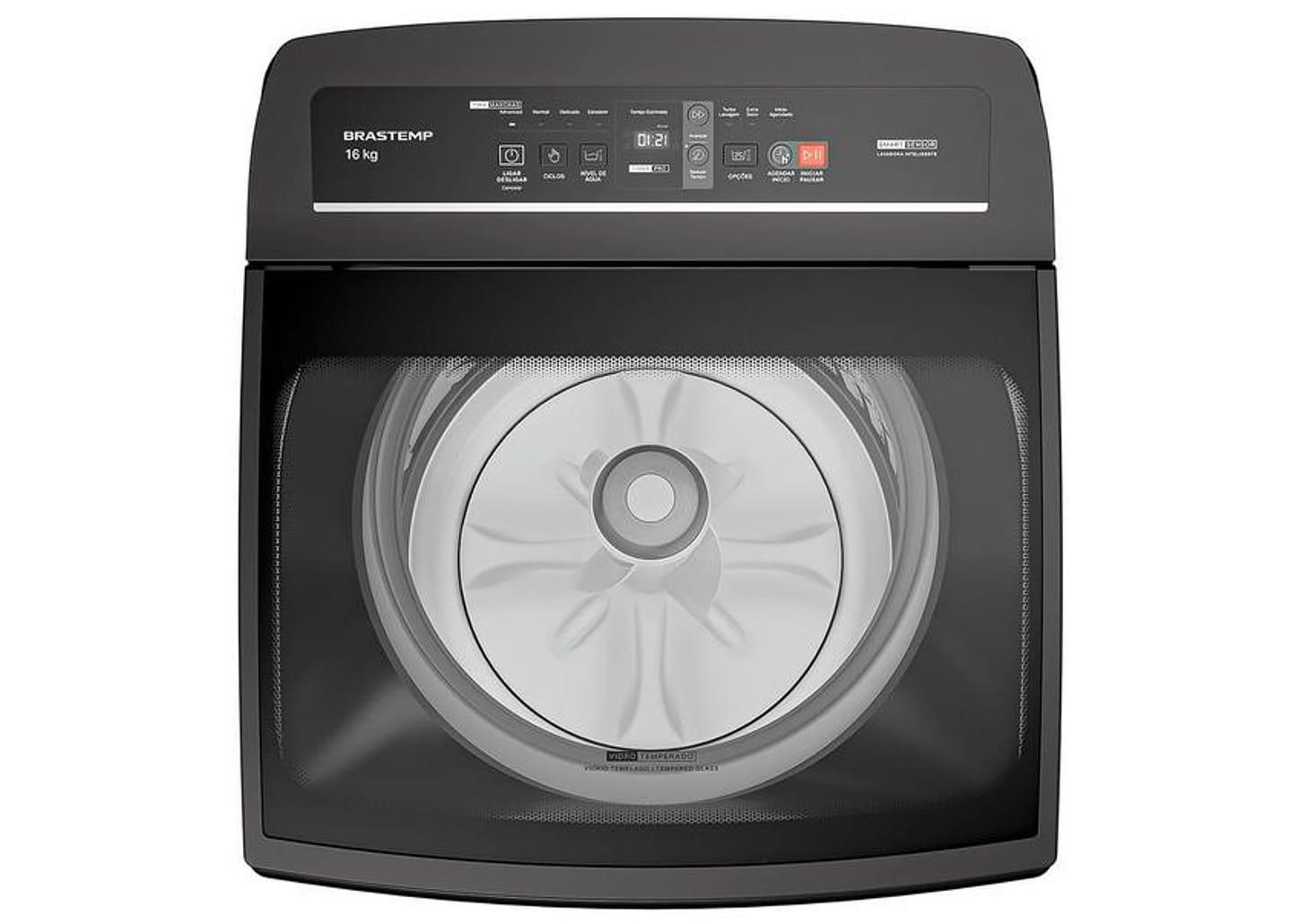 Lavadora de Roupas Brastemp 16kg Cesto Inox 12 Programas de Lavagem Cinza BWT16A9