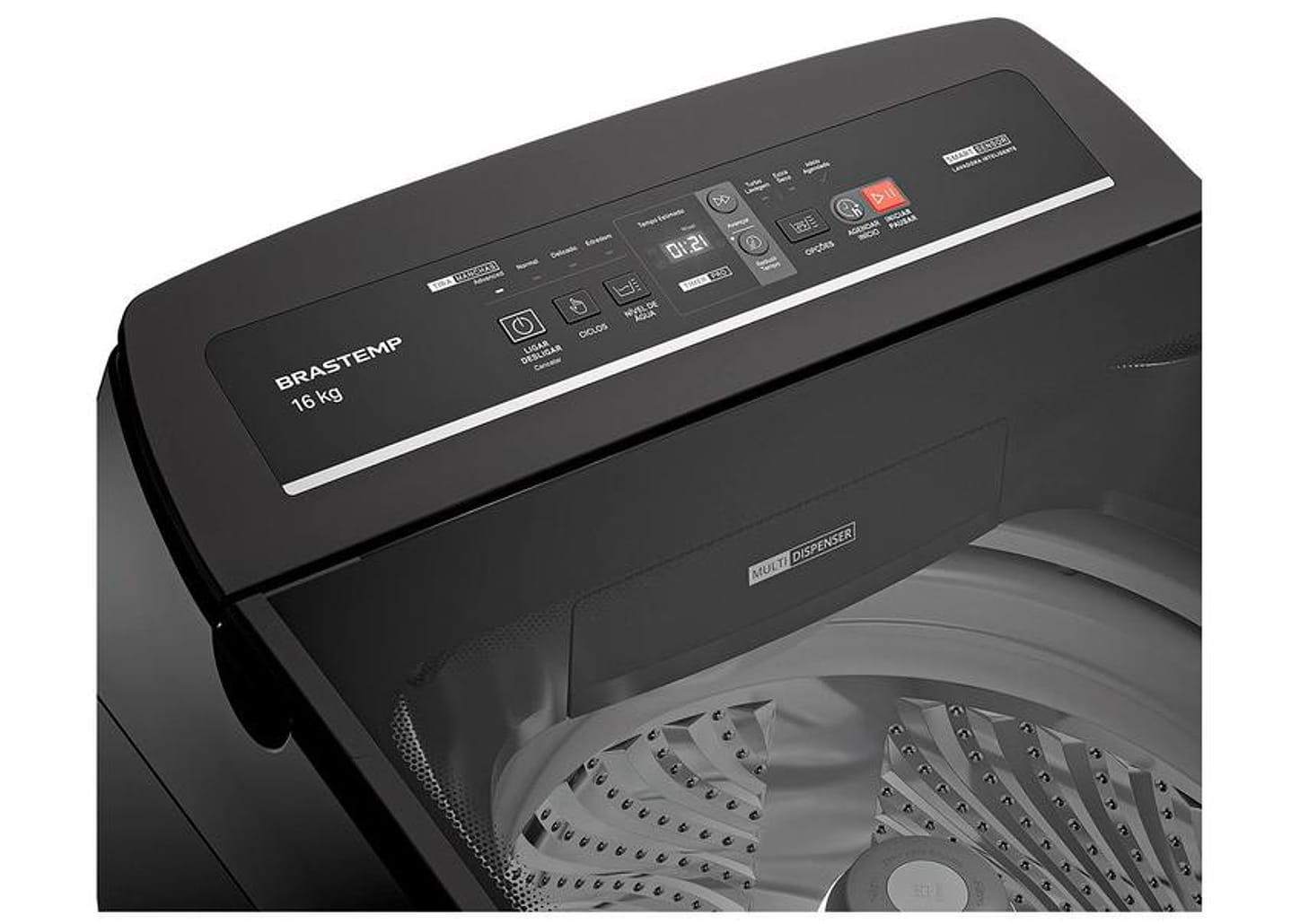 Lavadora de Roupas Brastemp 16kg Cesto Inox 12 Programas de Lavagem Cinza BWT16A9