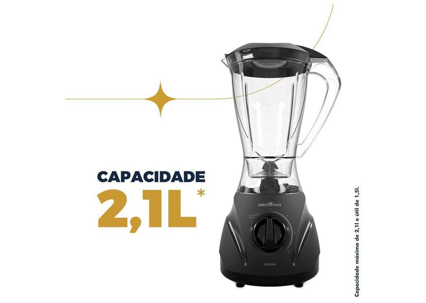 Liquidificador Britânia BLQ900A Plástico 600W 2,1L Preto 33102310