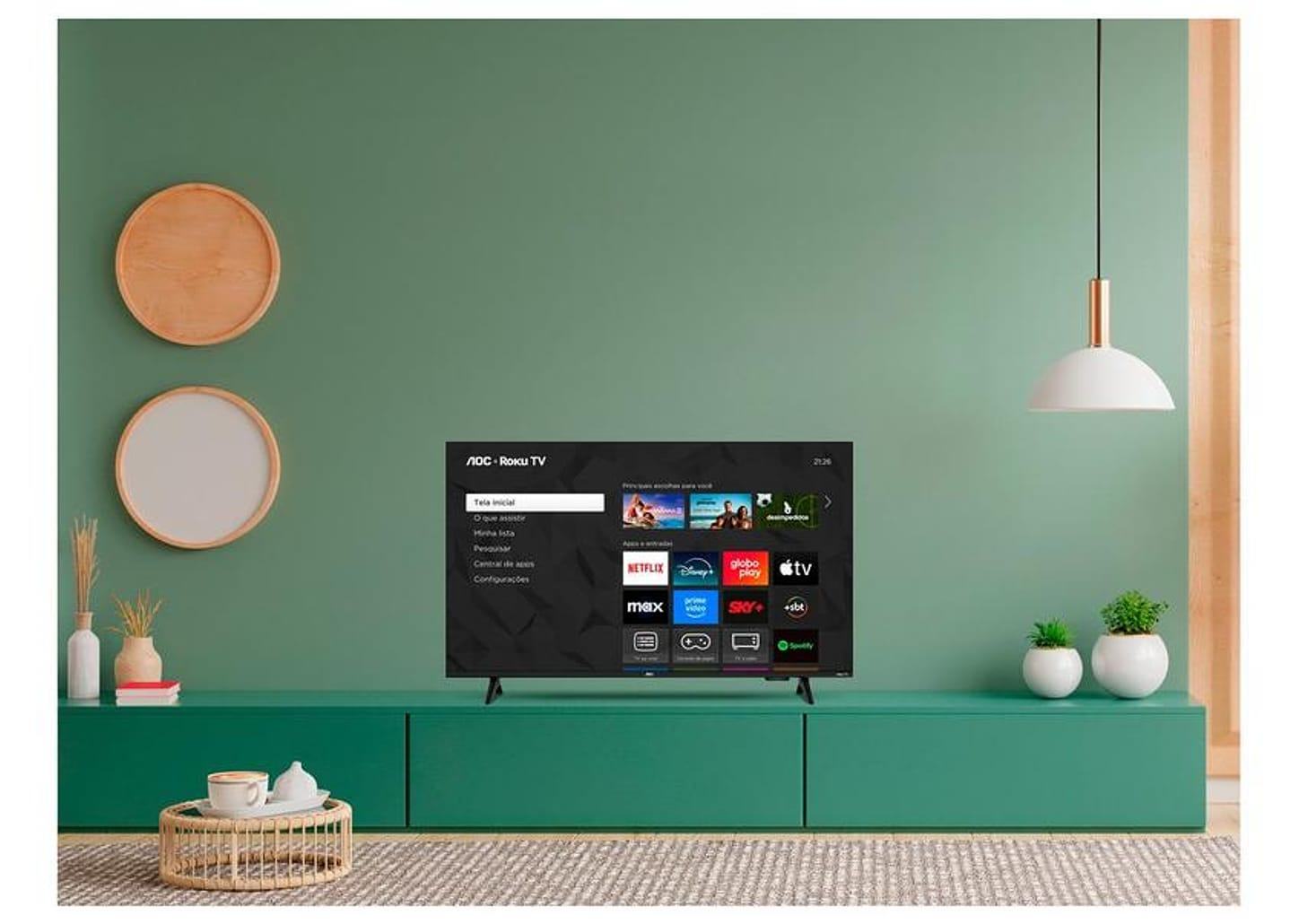 Smart TV 32" AOC HD DLED Série 5155 32S5155/78G Roku TV 2025
