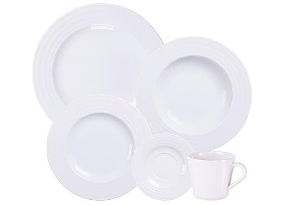 Aparelho de Jantar e Chá 20 Peças Tramontina Redondo Porcelana Branco Vibrare