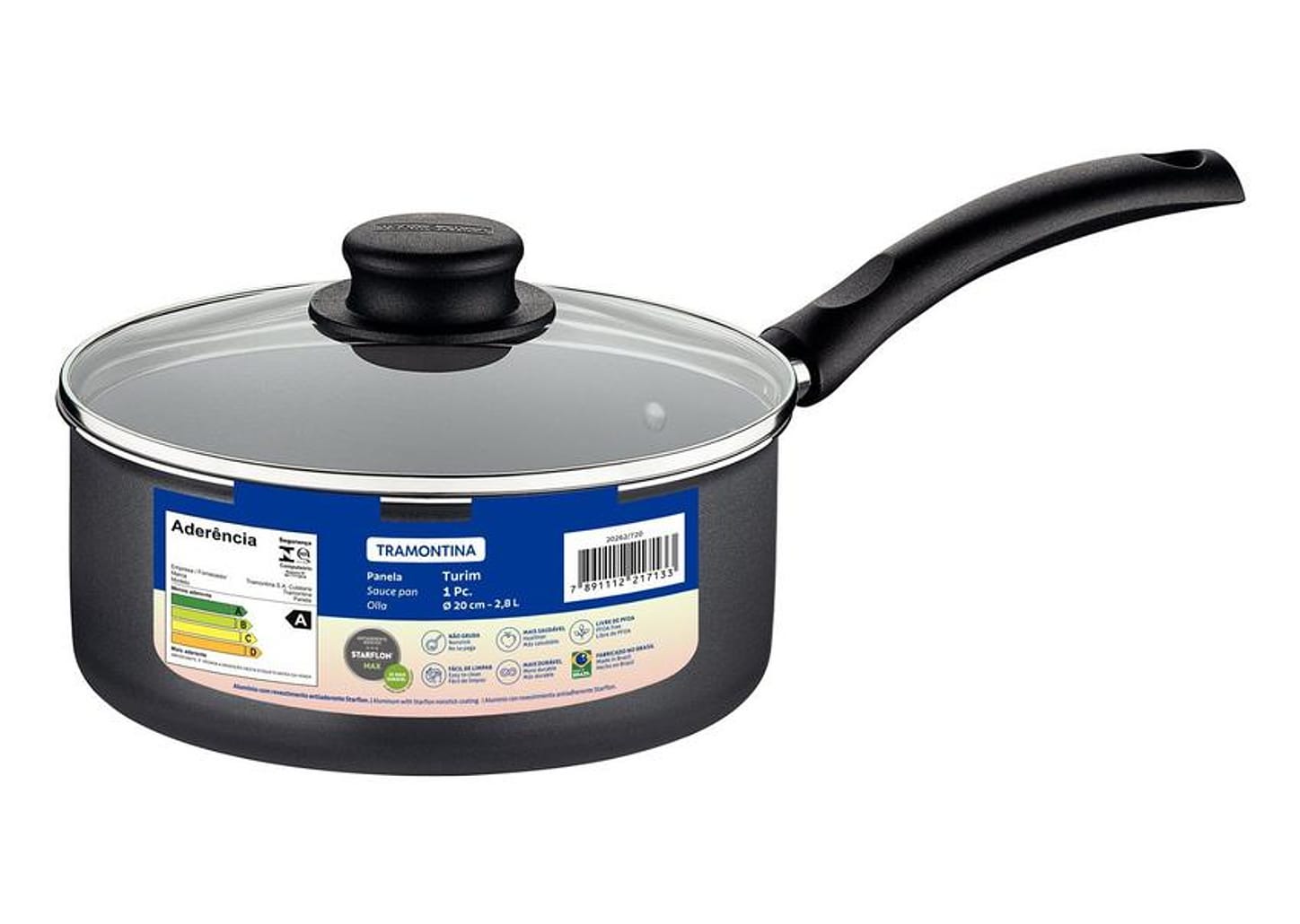 Panela Tramontina Antiaderente de Alumínio Chumbo 20cm 2,8L Turim