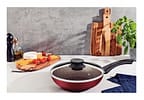Frigideira Funda Antiaderente Tramontina de Alumínio com Tampa Paris Vermelho 26cm