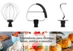 Batedeira Planetária Arno Inox e Preta 500W 12 Velocidades Tigela Inox 3,5L Bake Easy KM10 com 3 Batedores
