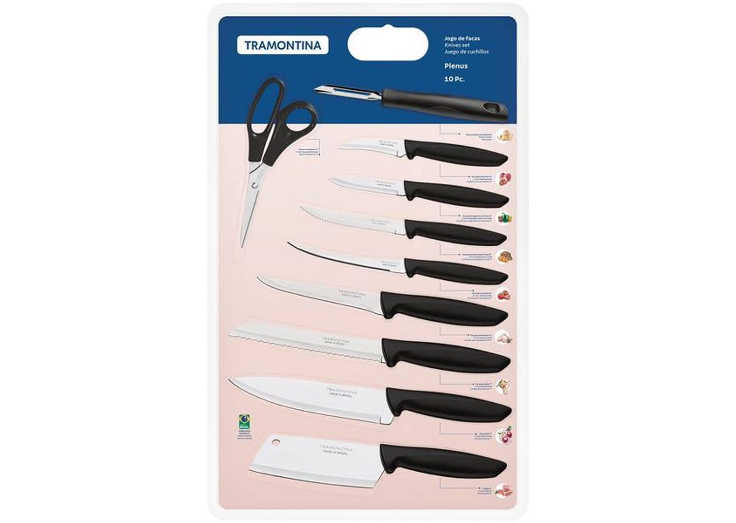 Jogo de Facas Tramontina Inox Plenus 10 Peças