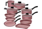 Jogo de Panelas Tramontina de Alumínio Rosa 10 Peças Linz
