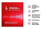 Caixa de Som Torre Amvox ATX 2108M Quadradinho Bluetooth 2100W Amplificada