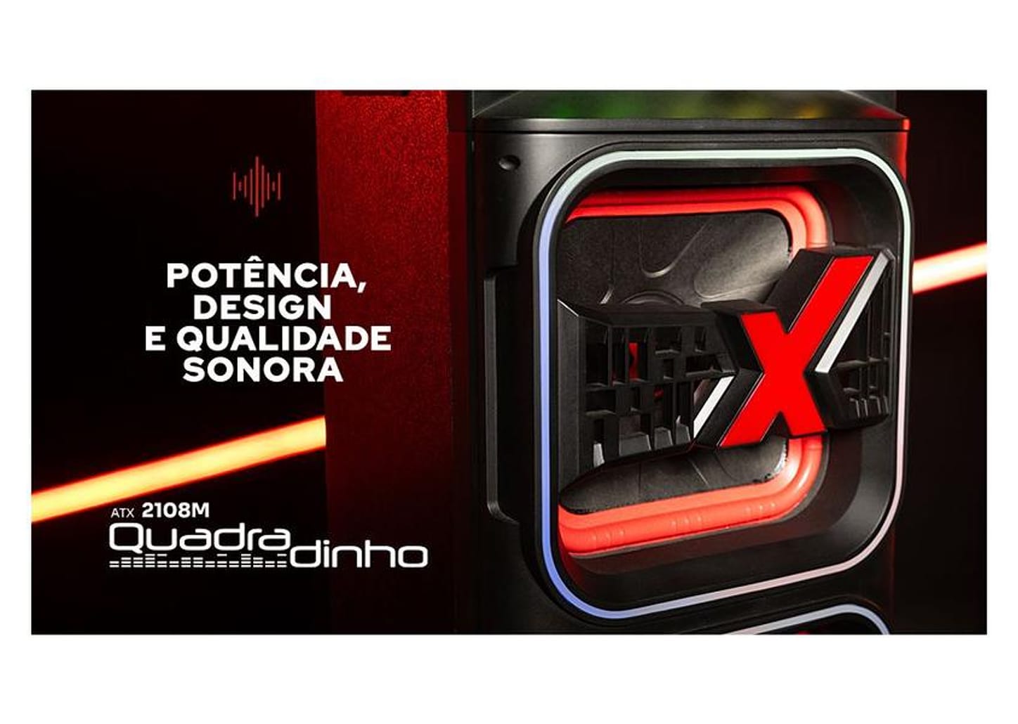 Caixa de Som Torre Amvox ATX 2108M Quadradinho Bluetooth 2100W Amplificada