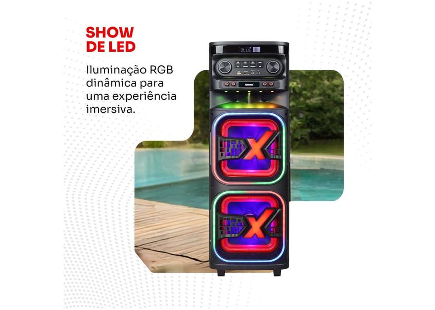 Caixa de Som Torre Amvox ATX 2108M Quadradinho Bluetooth 2100W Amplificada