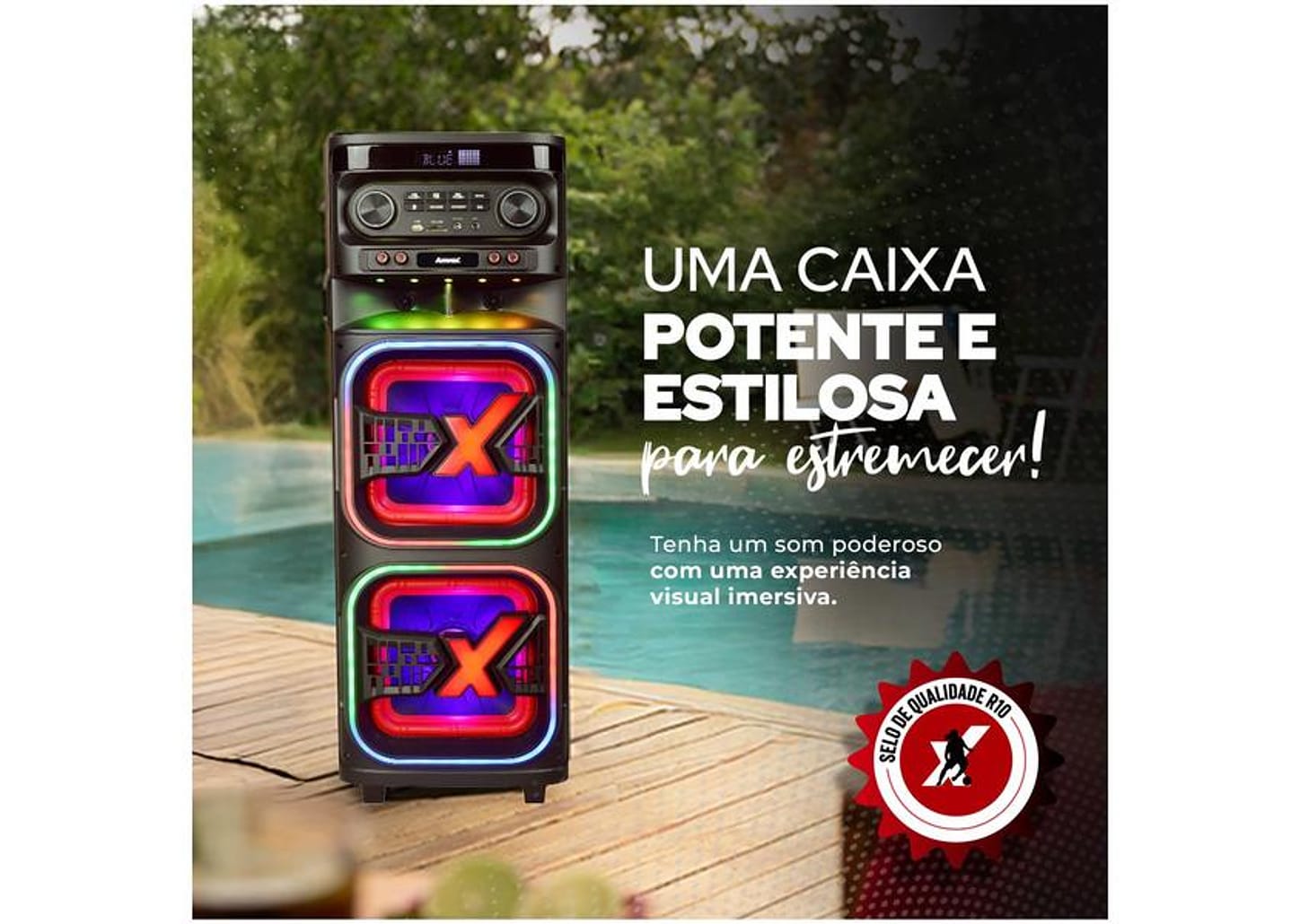 Caixa de Som Torre Amvox ATX 2108M Quadradinho Bluetooth 2100W Amplificada