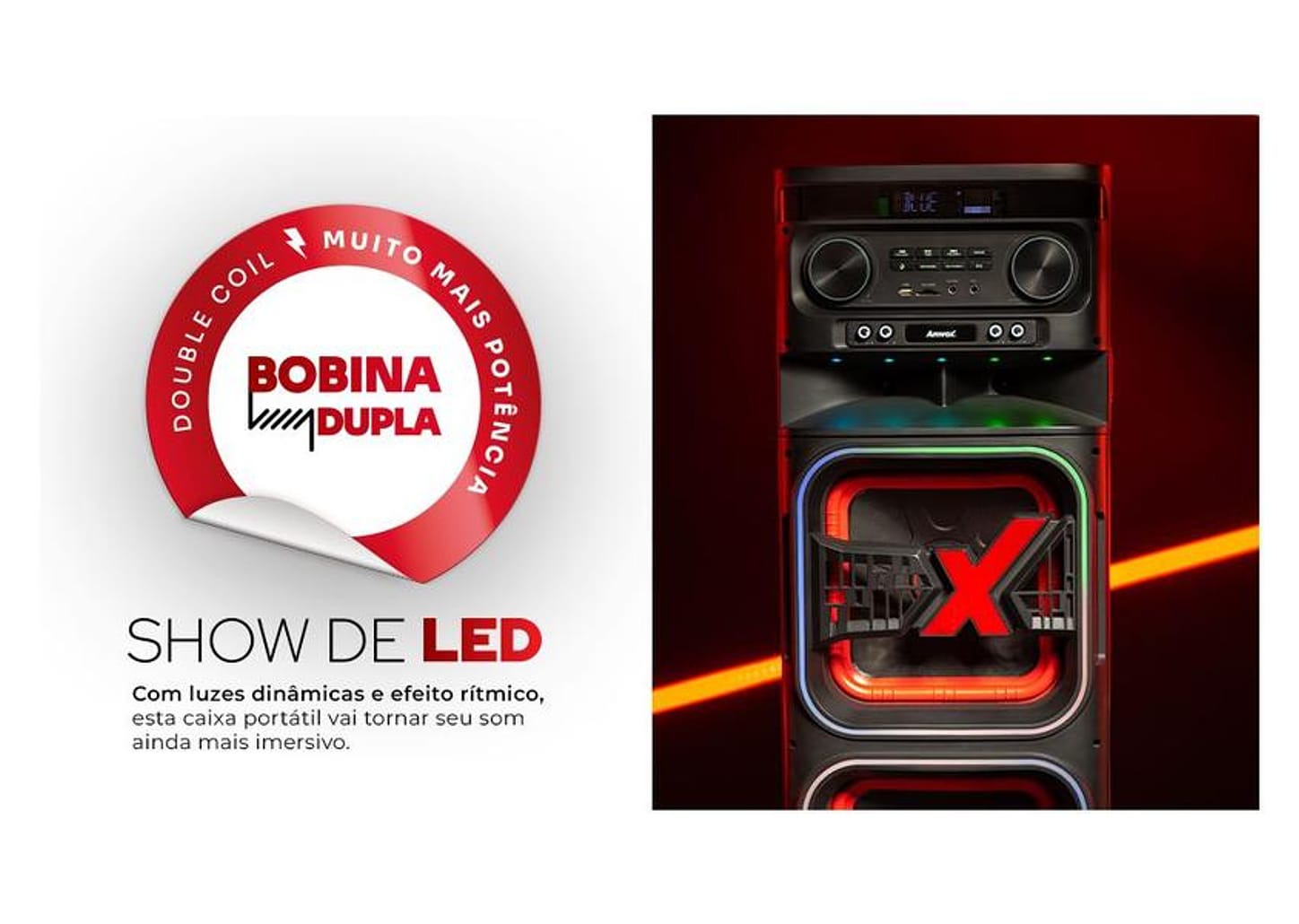 Caixa de Som Torre Amvox ATX 2108M Quadradinho Bluetooth 2100W Amplificada