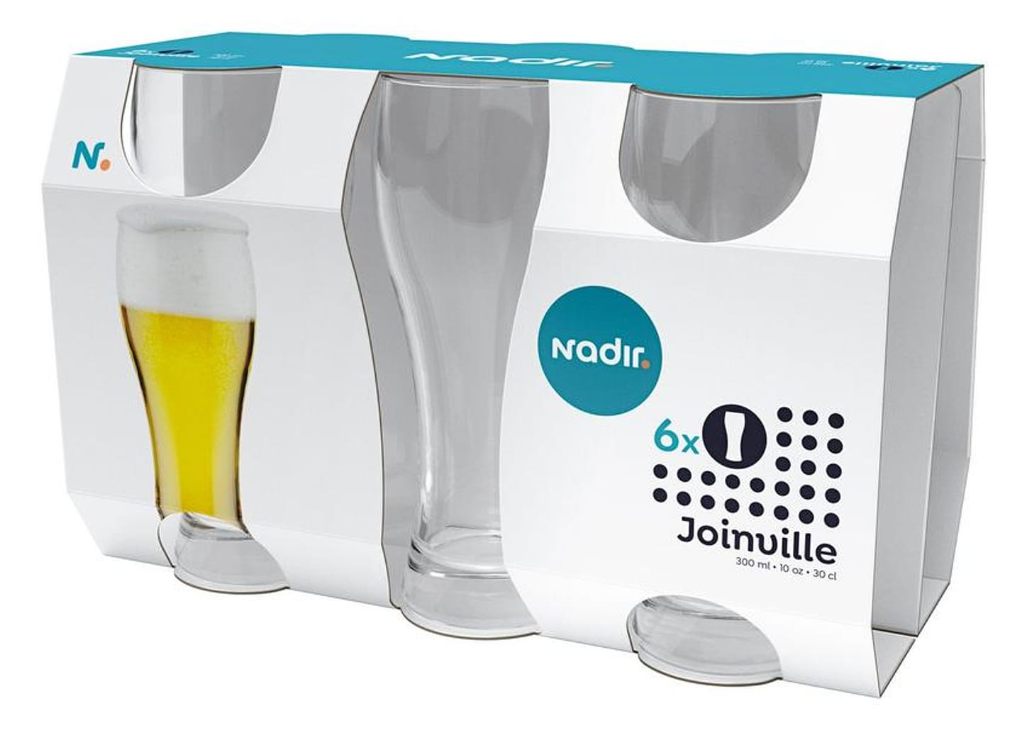 Jogo de Copos de Vidro Joinvile de Cerveja 300ml 6 Peças Nadir