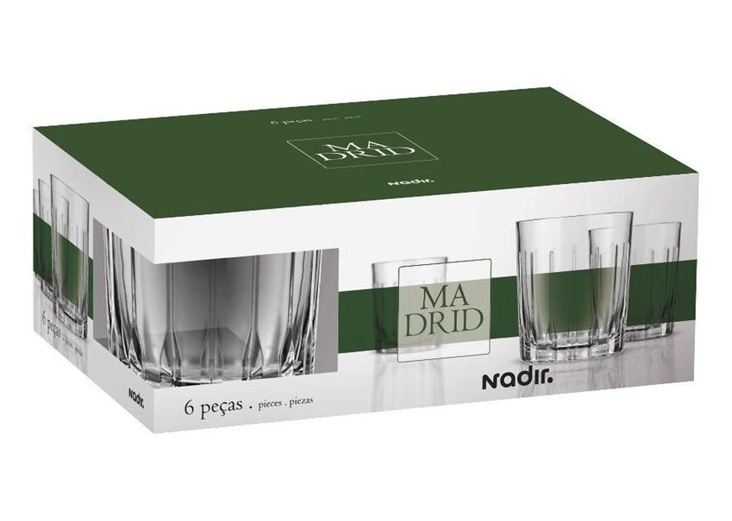 Jogo de Copos de Vidro Madrid 350ml 6 Peças Nadir