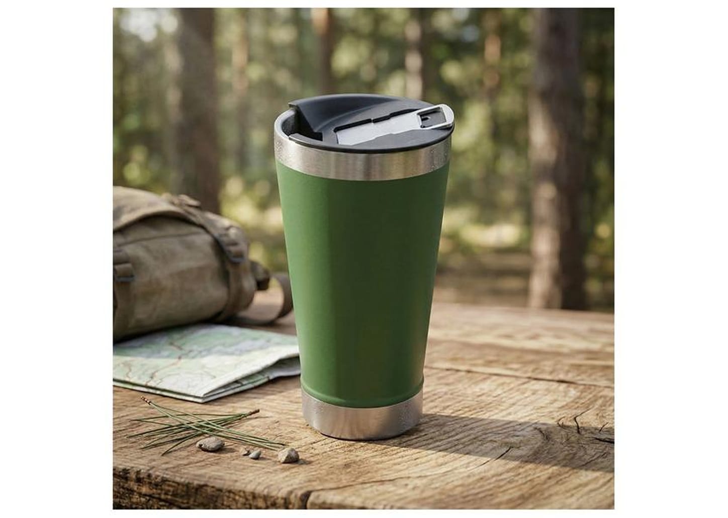 Copo Térmico Fratelli para Cerveja Premium Verde 400ml com Tampa e Abridor