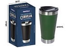 Copo Térmico Fratelli para Cerveja Premium Verde 400ml com Tampa e Abridor