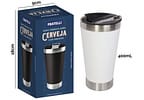 Copo Térmico Fratelli para Cerveja Premium Branco 400ml com Tampa e Abridor
