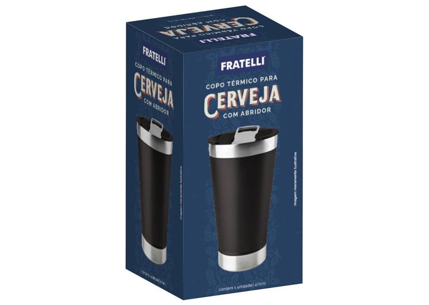 Copo Térmico Fratelli para Cerveja Premium Branco 400ml com Tampa e Abridor
