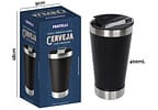 Copo Térmico Fratelli para Cerveja Premium Preto 400ml com Tampa e Abridor