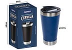 Copo Térmico Fratelli para Cerveja Premium Azul 400ml com Tampa e Abridor
