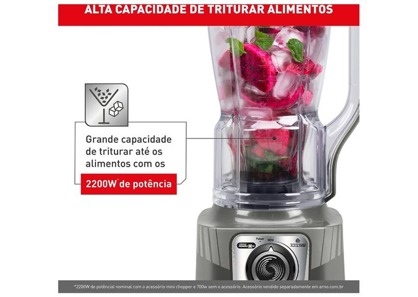 Liquidificador Arno Power Max XXL 2200 Cinza LN87