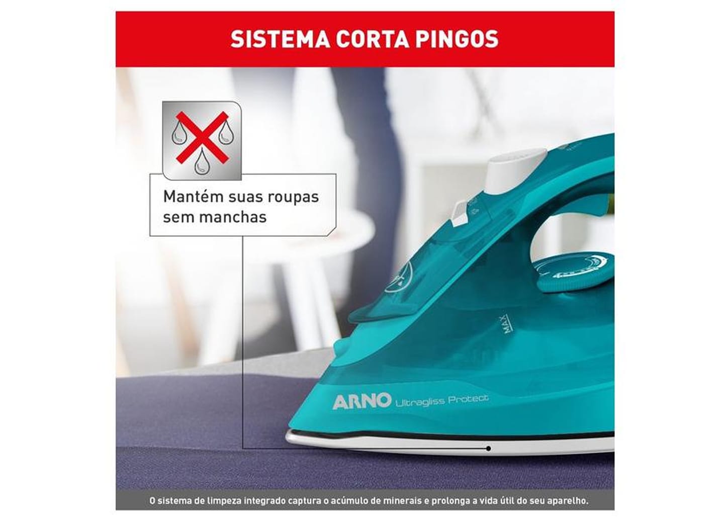 Ferro de Passar Roupa a Vapor Arno Ultragliss Protect FUP1 Turquesa 1830009392
