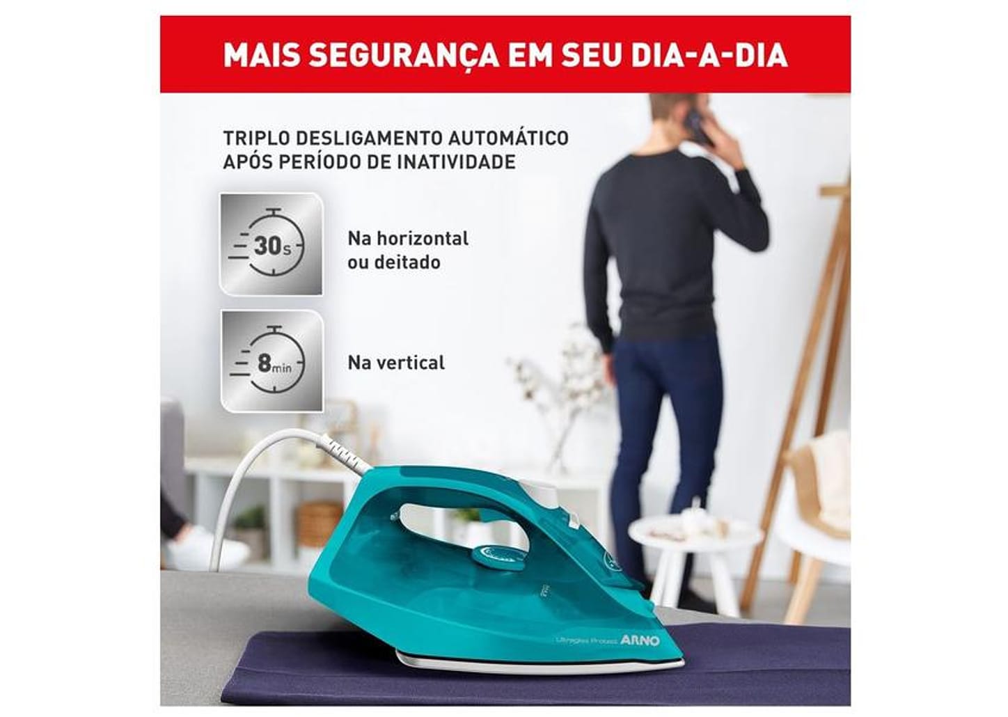 Ferro de Passar Roupa a Vapor Arno Ultragliss Protect FUP1 Turquesa 1830009392
