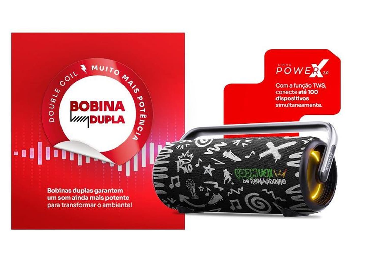 Caixa de Som Amplificada Bluetooth Amvox Boom Vox ACA 610W RMS USB