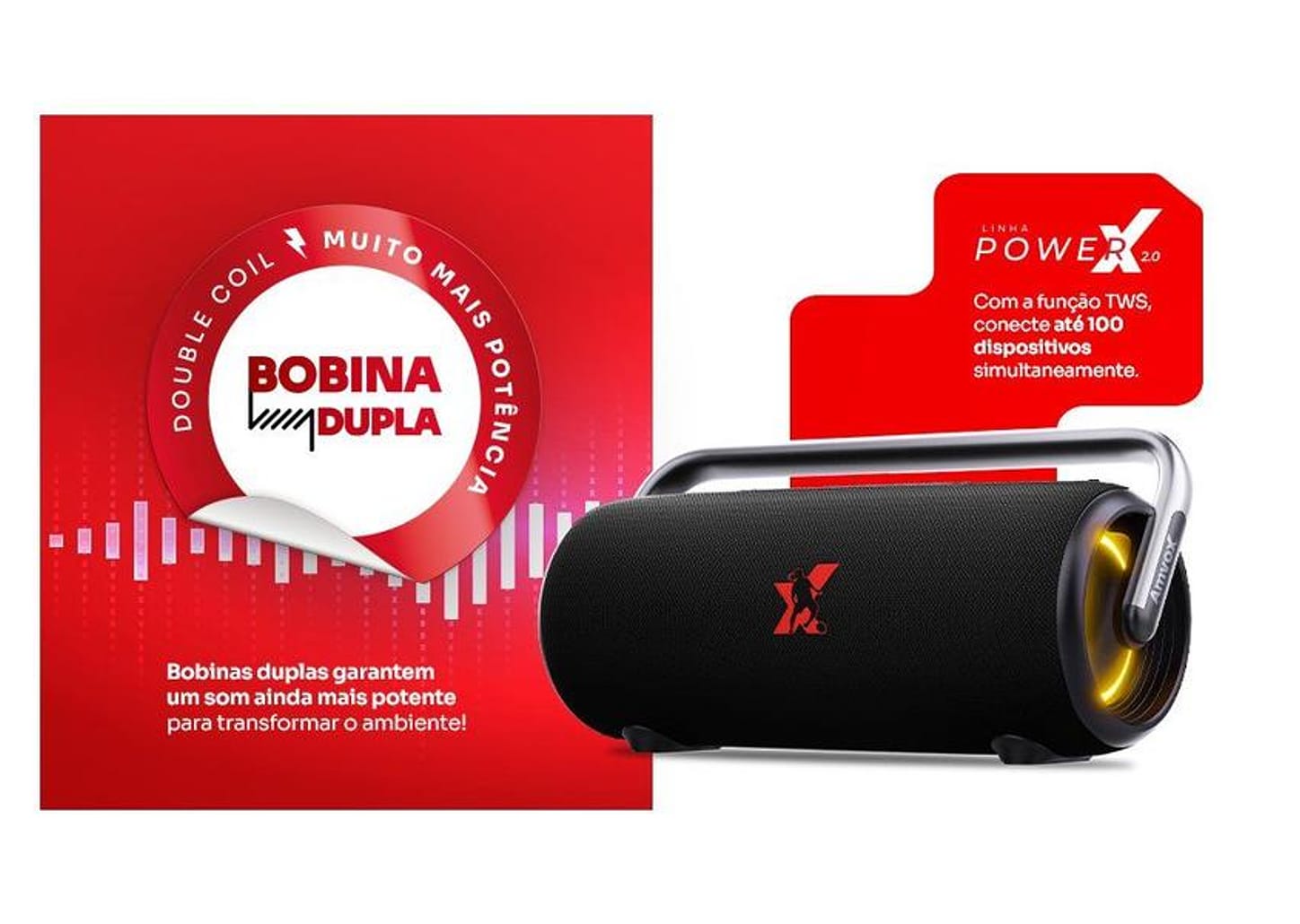 Caixa de Som Amplificada Bluetooth Amvox Boom Vox ACA 610W RMS USB