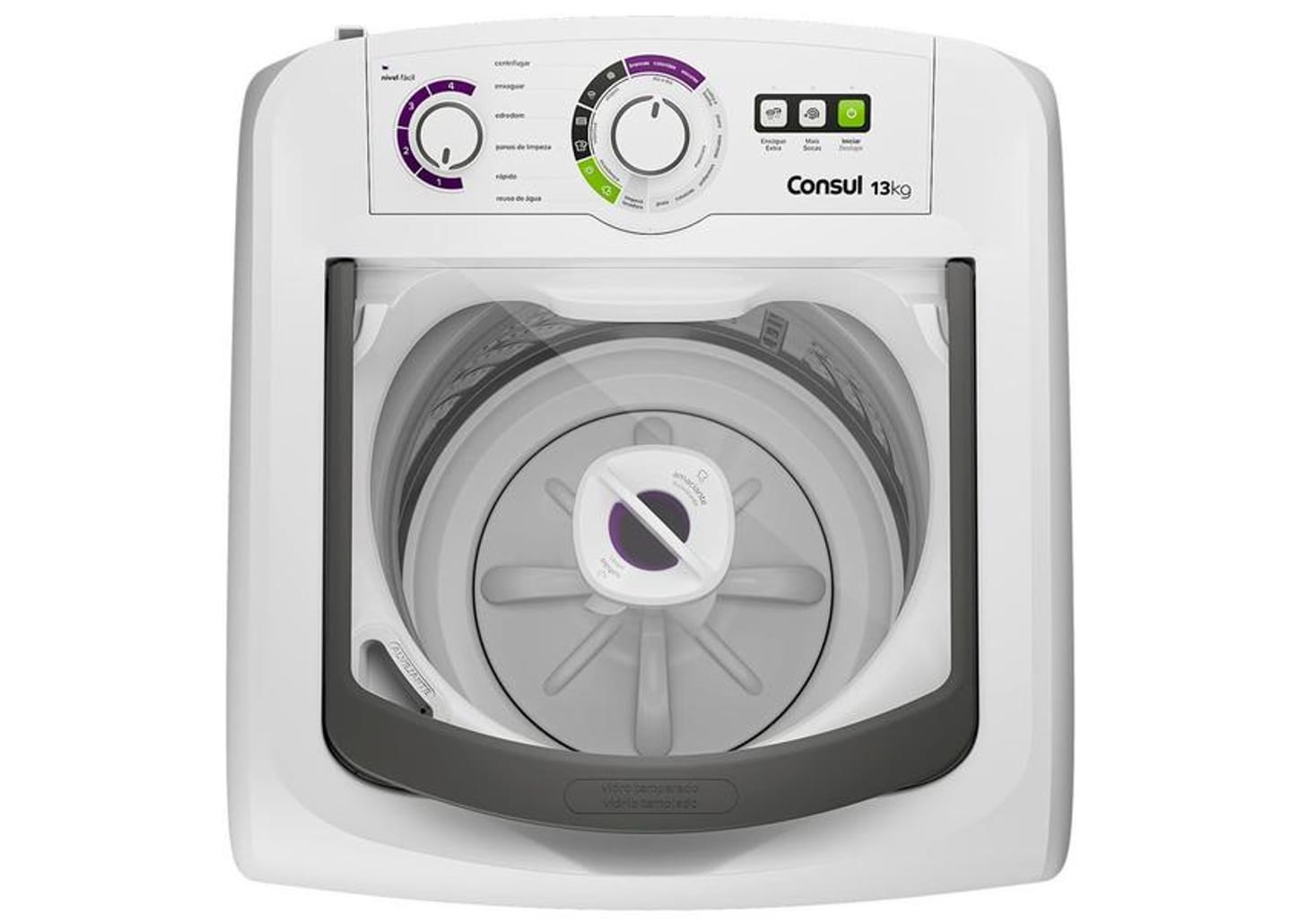 Lavadora de Roupas Consul 13kg Cesto Inox 16 Programas de Lavagem Branca CWH13AB