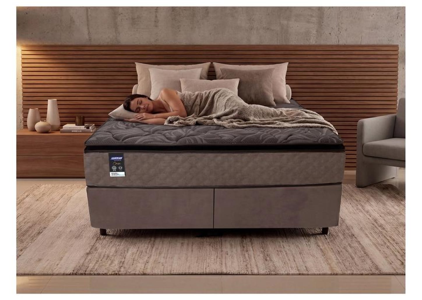 Base Cama Box King Gazin Bipartida 27x193x203cm Onix