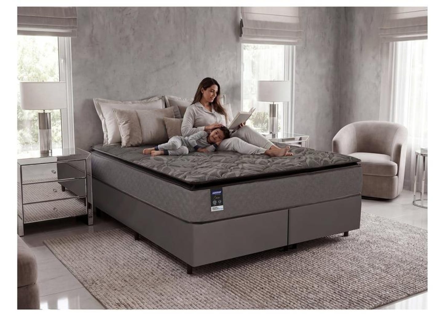 Base Cama Box King Gazin Bipartida 27x193x203cm Onix