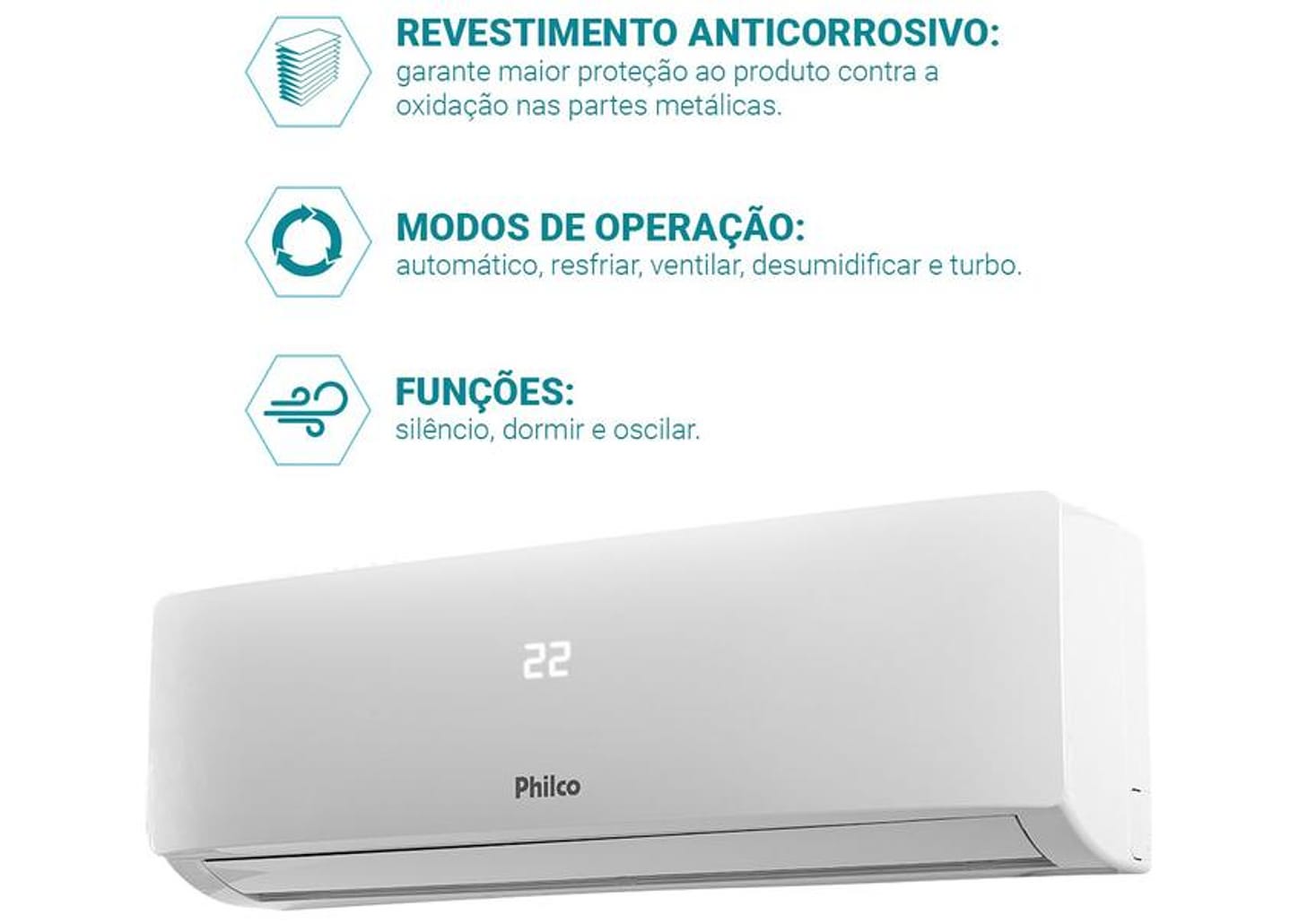 Ar-condicionado Split 12000 BTUs Philco Frio PAC12FI