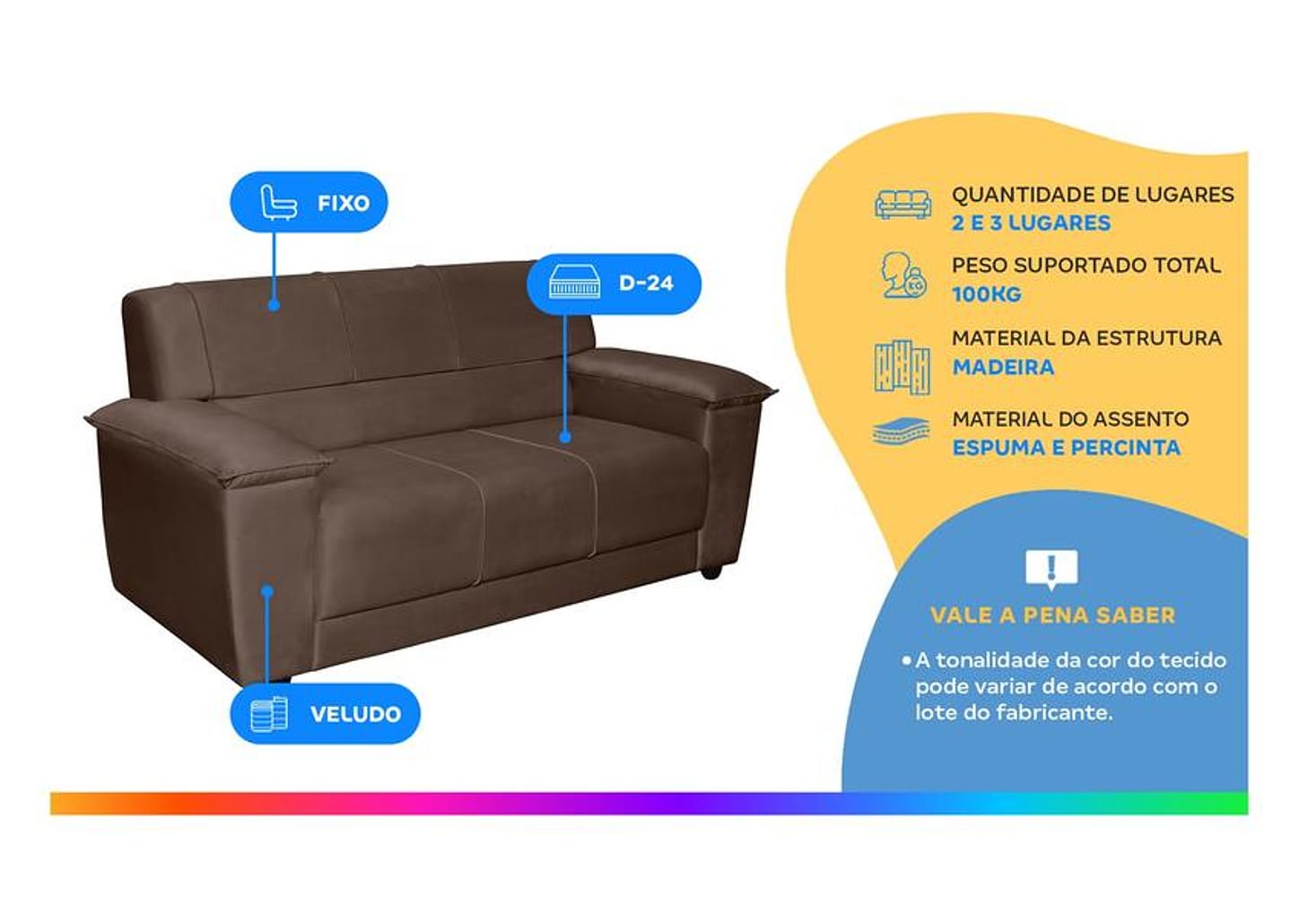 Conjunto de Sofás 2 e 3 Lugares Viena Plus SMP