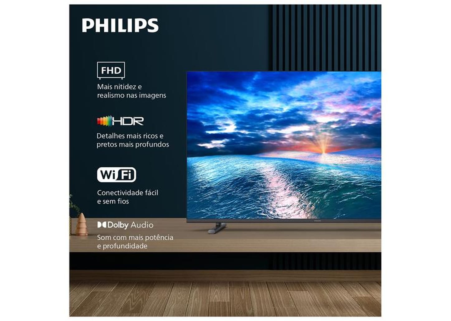 Smart TV 43" Philips Full HD DLED 6910 43PFG6910/78 Titan OS 2025