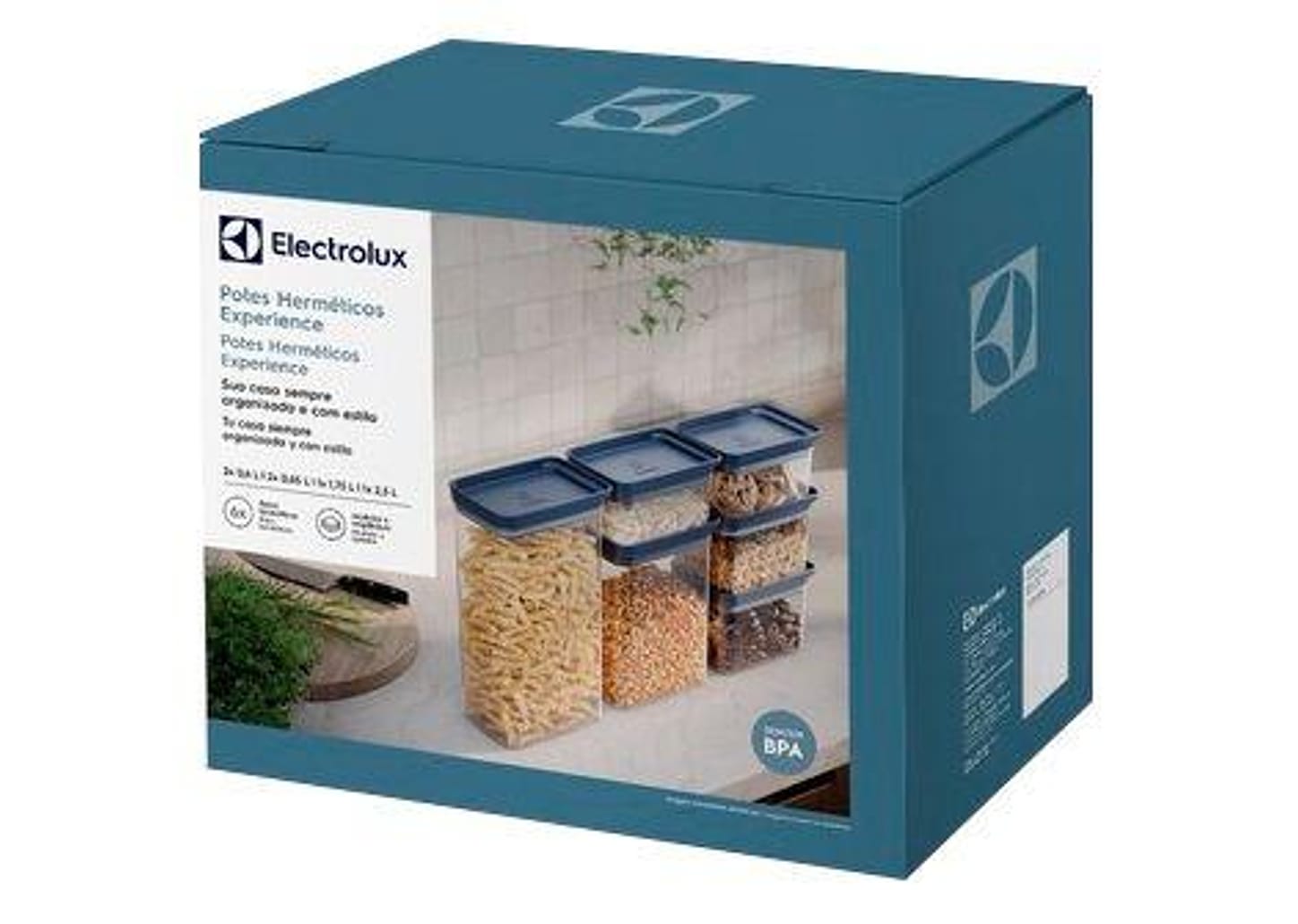 Jogo de Porta-Mantimentos Herméticos Retangulares Electrolux Experience 6 Peças