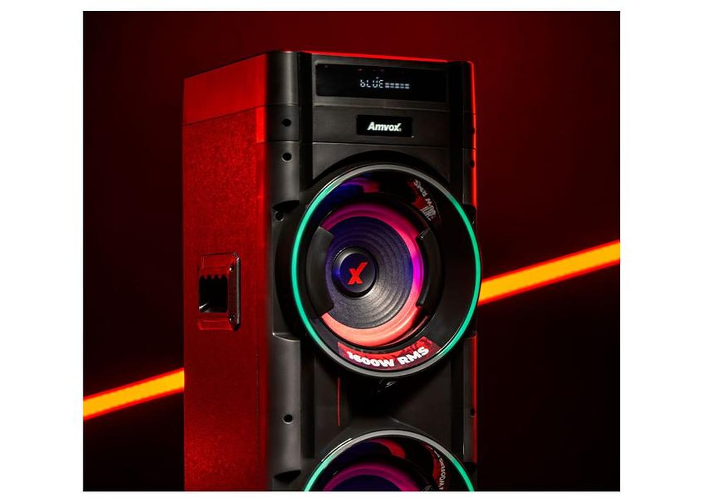 Caixa de Som Torre Amvox ATX 1600M Pancadão Bluetooth 1600W Amplificada