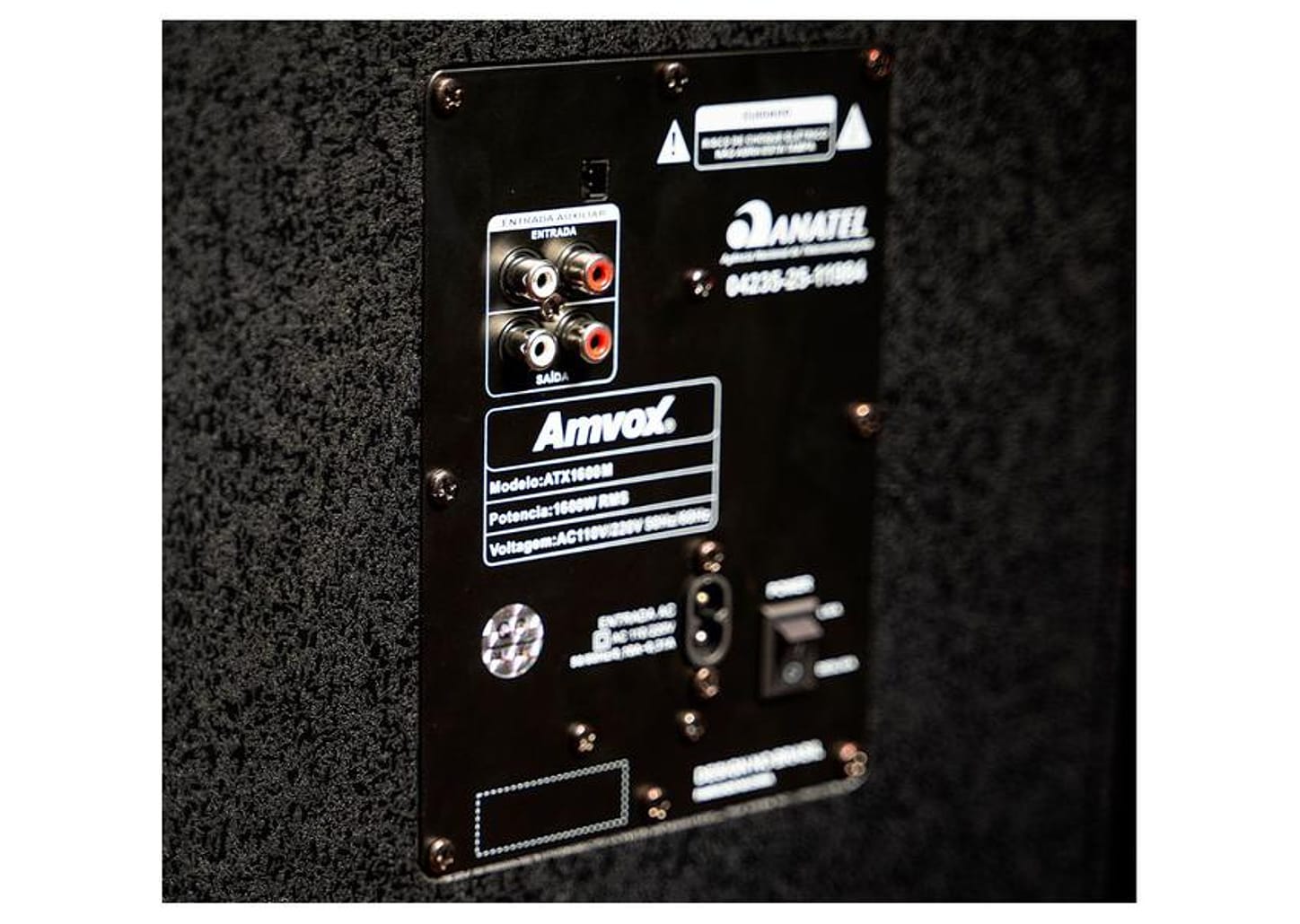 Caixa de Som Torre Amvox ATX 1600M Pancadão Bluetooth 1600W Amplificada