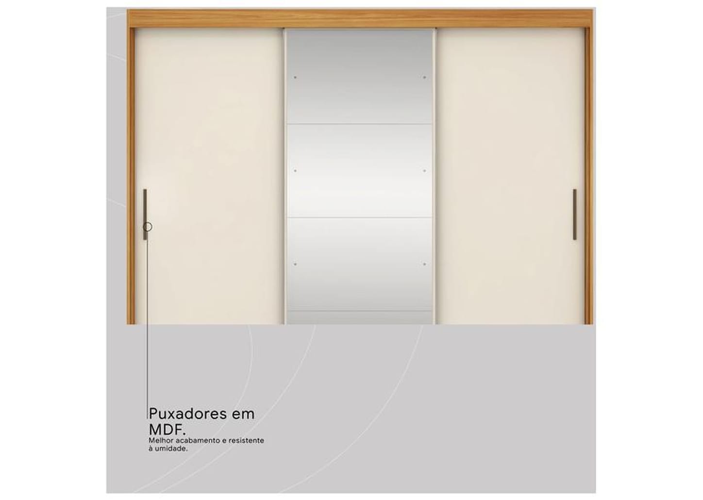 Guarda-roupa Casal com Espelho 6 Gavetas 3 Portas de Correr Demobile - Demóbile