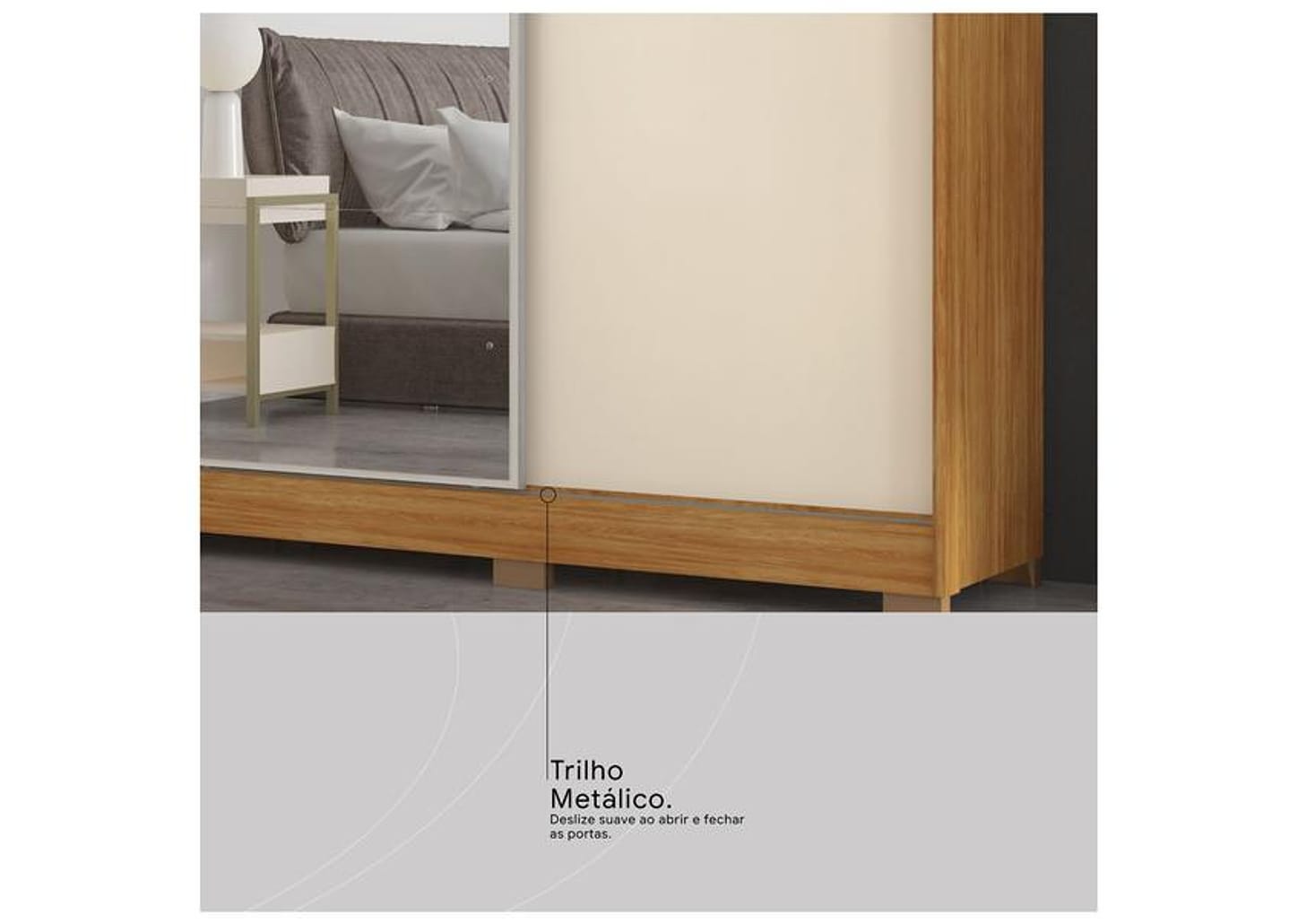 Guarda-roupa Casal com Espelho 6 Gavetas 3 Portas de Correr Demobile - Demóbile