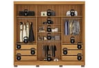 Guarda-roupa Casal com Espelho 6 Gavetas 3 Portas de Correr Demobile - Demóbile