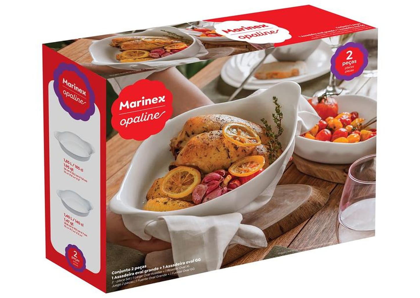 Conjunto de Assadeiras de Vidro Marinex Opaline 2 Peças