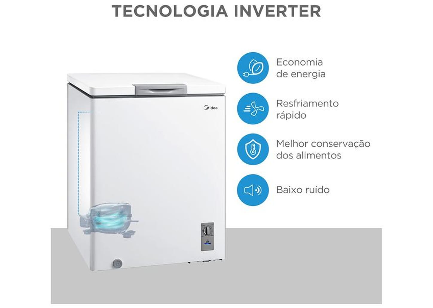 Freezer Horizontal Midea 1 Porta 142L MDRC207SFZ013