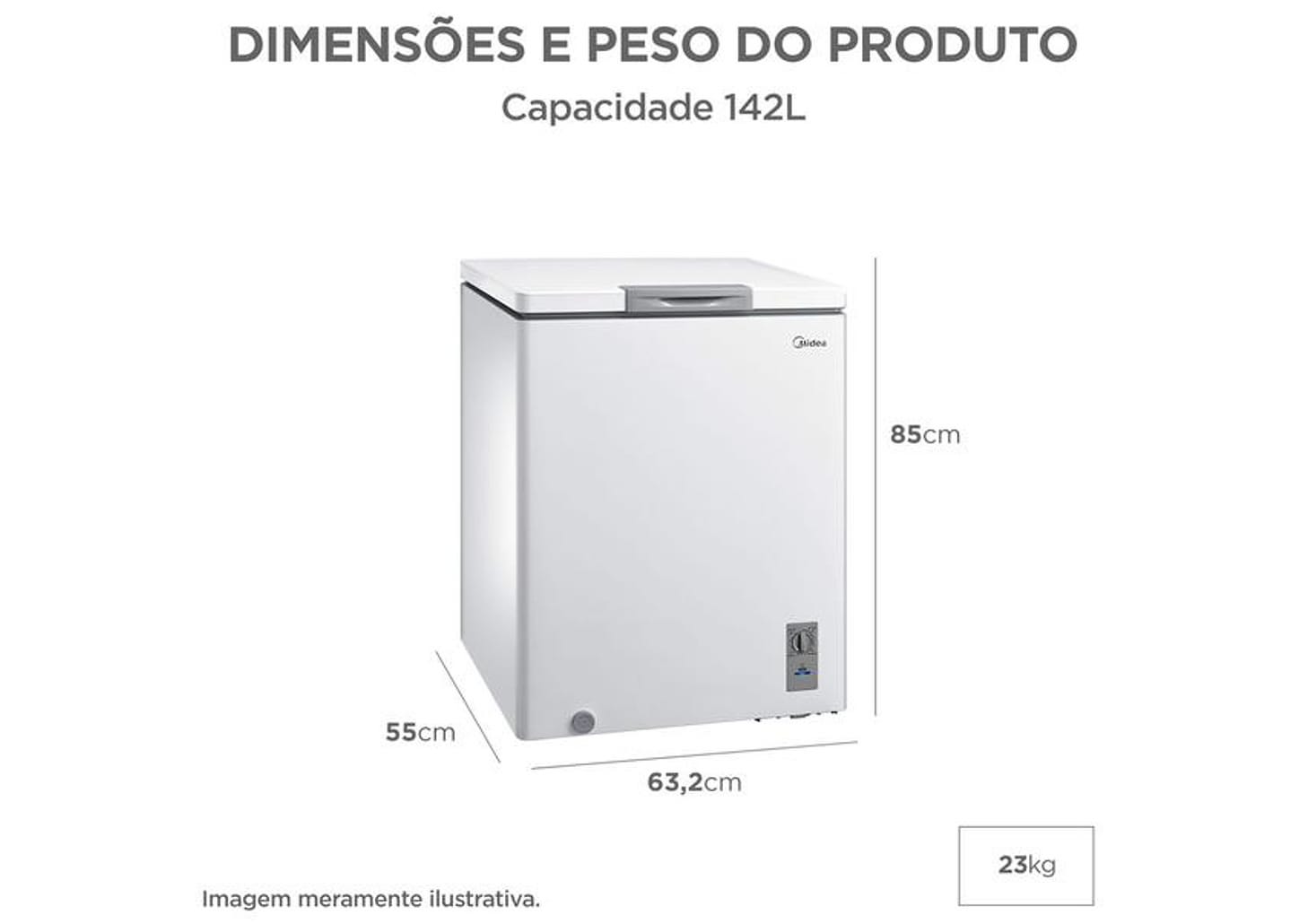 Freezer Horizontal Midea 1 Porta 142L MDRC207SFZ013