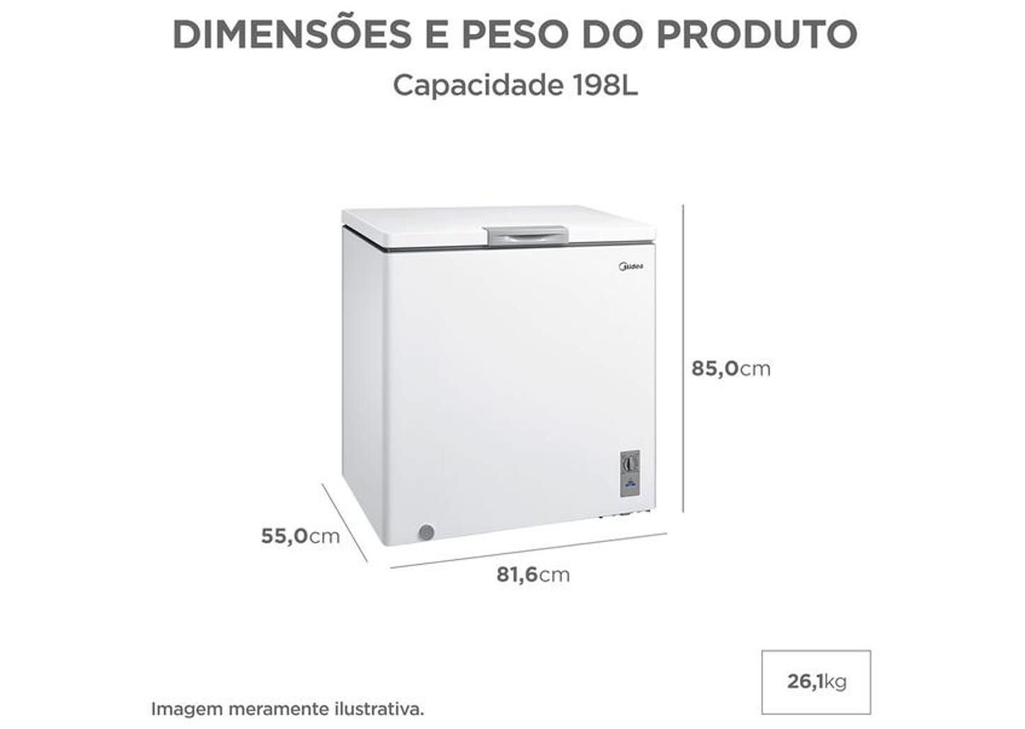 Freezer Horizontal Midea 1 Porta 198L MDRC280SFZ013