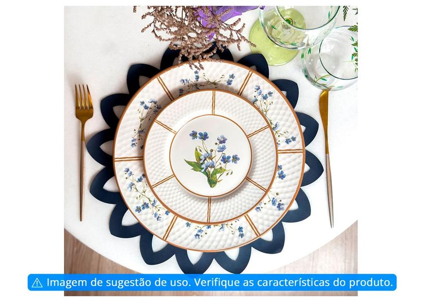 Aparelho de Jantar e Chá 30 Peças Alleanza Redondo Cerâmica Faiança Branco e Marrom Heritage