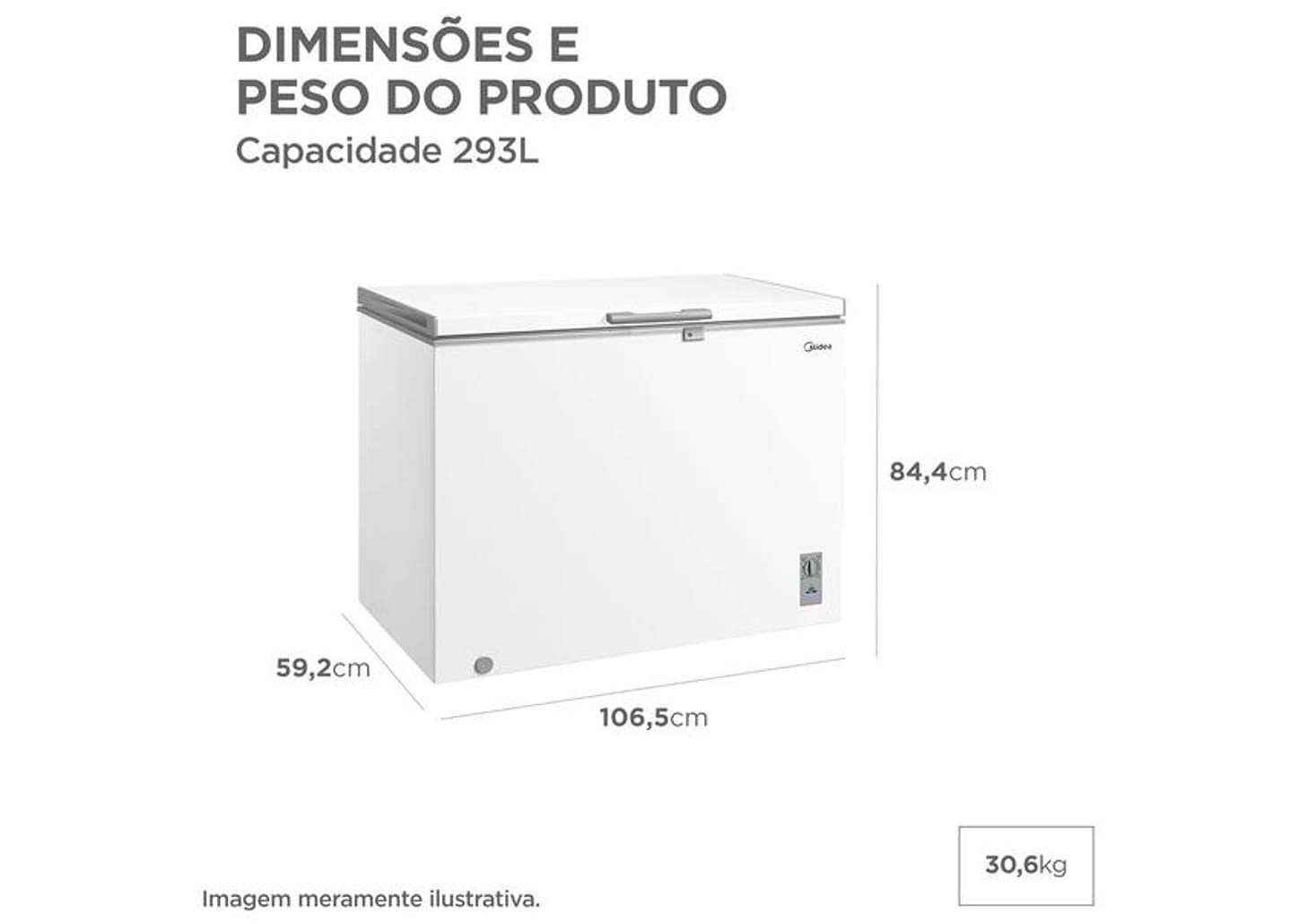 Freezer Horizontal Midea 1 Porta 293L MDRC411FZD013