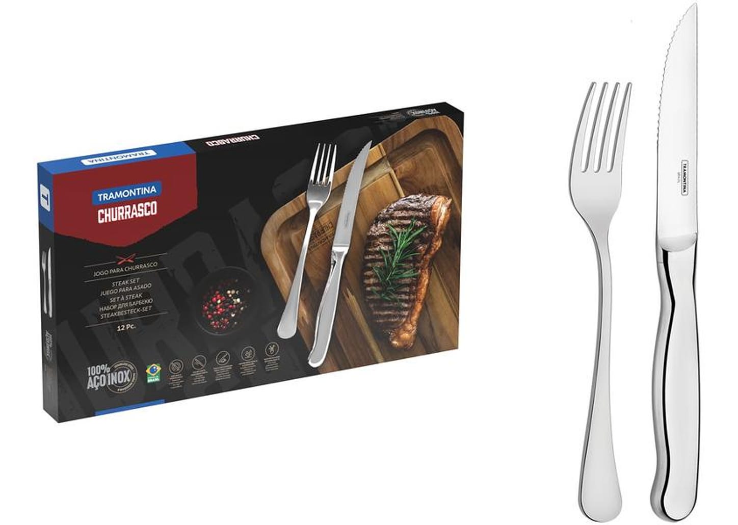Jogo de Talheres Tramontina Inox para Churrasco Zurique 12 Peças