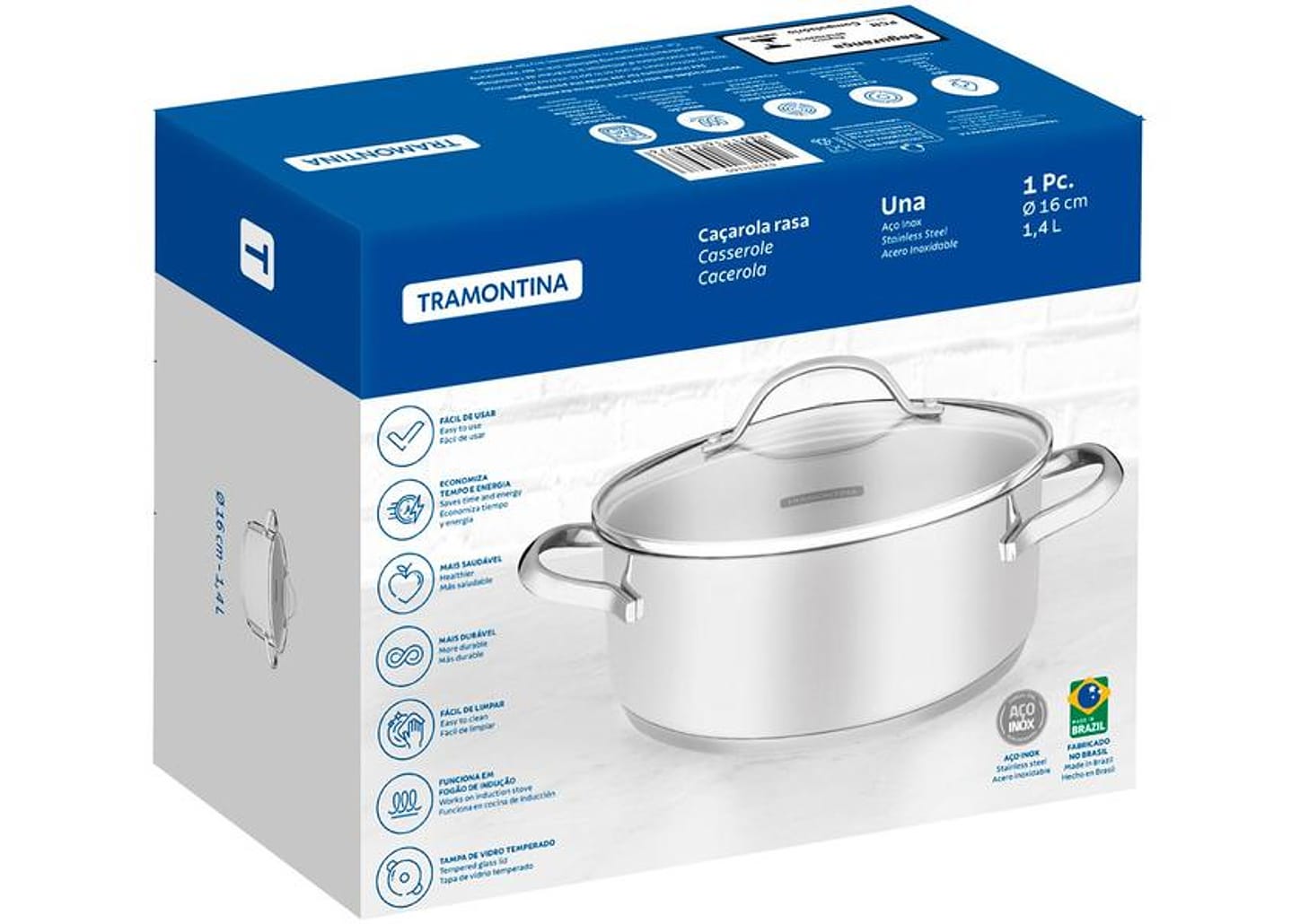 Caçarola Tramontina Inox 16cm 1,4L Una